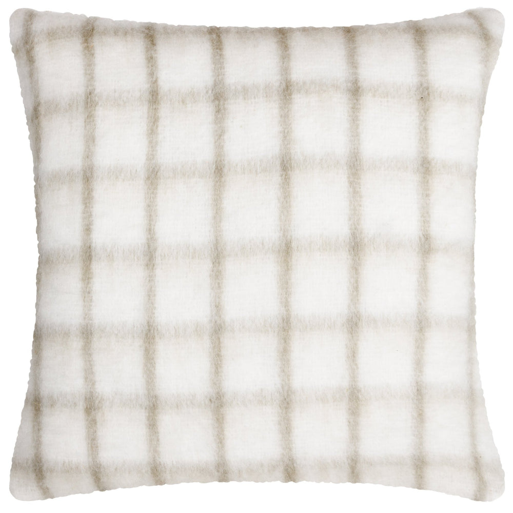 Yarrow Check 45x45 Feather Filled Cushion Natural/biscuit - Canwell Interiors Limited - Riva