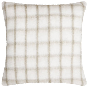 Yarrow Check 45x45 Feather Filled Cushion Natural/biscuit - Canwell Interiors Limited - Riva