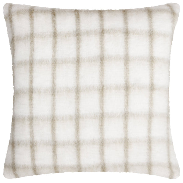 Yarrow Check 45x45 Feather Filled Cushion Natural/biscuit - Canwell Interiors Limited - Riva