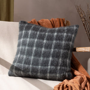 Yarrow Check 45x45 Feather Filled Cushion Storm Grey - Canwell Interiors Limited - Riva