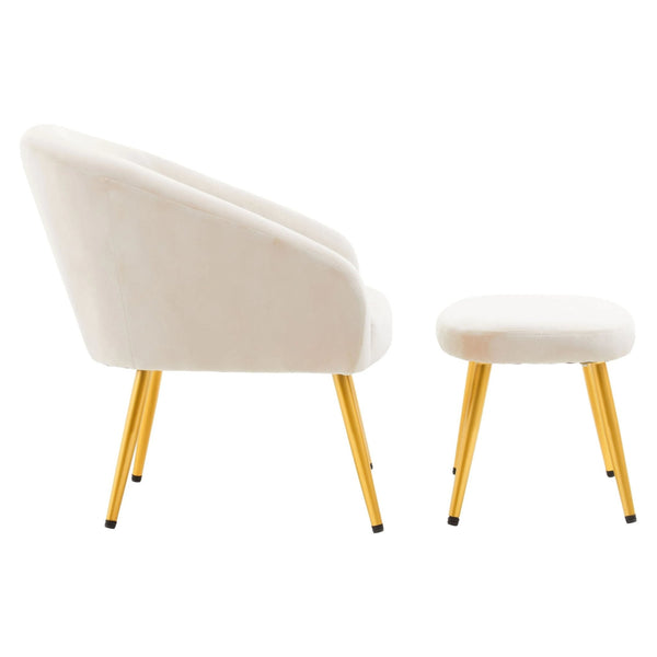 Yasmeen Beige Chair And Footstool - XShowhome Limited - Xshowhome
