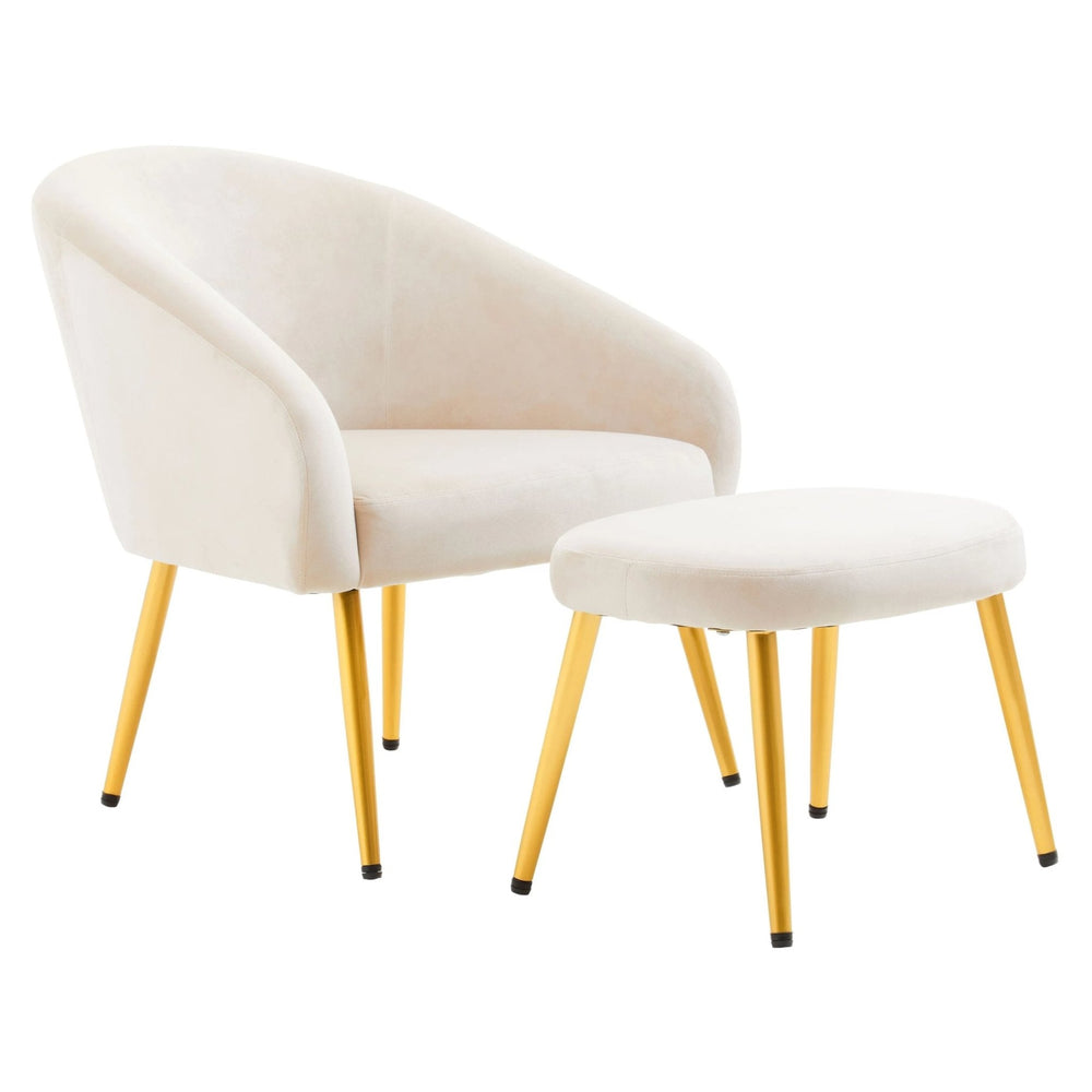 Yasmeen Beige Chair And Footstool - XShowhome Limited - Xshowhome
