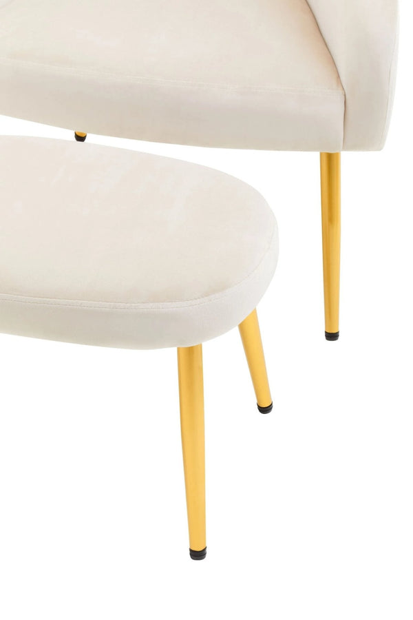 Yasmeen Beige Chair And Footstool - XShowhome Limited - Xshowhome