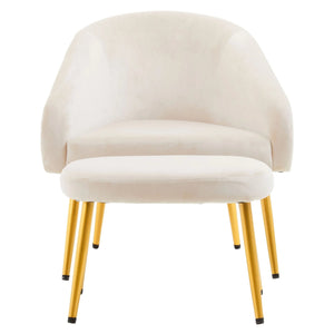 Yasmeen Beige Chair And Footstool - XShowhome Limited - Xshowhome