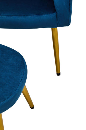 Yasmeen Midnight Blue Chair And Footstool - XShowhome Limited - Xshowhome
