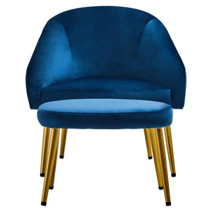 Yasmeen Midnight Blue Chair And Footstool - XShowhome Limited - Xshowhome