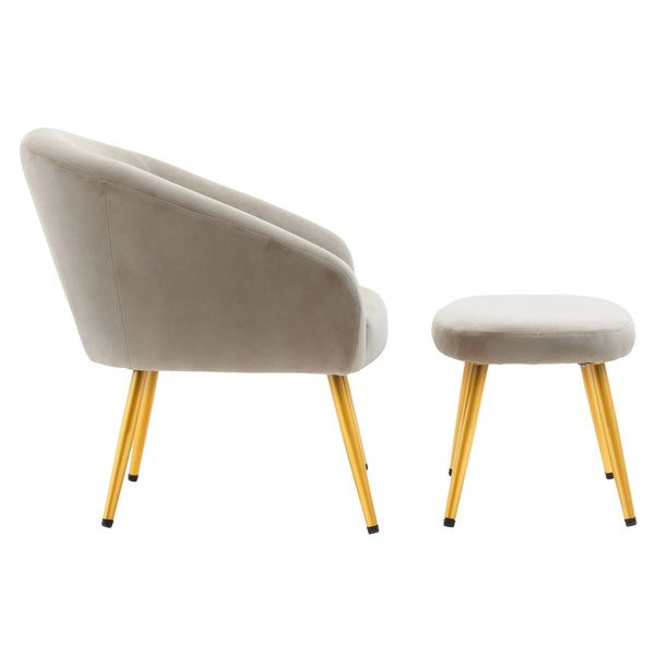 Yasmeen Mink Velvet Chair And Footstool - XShowhome Limited - Xshowhome