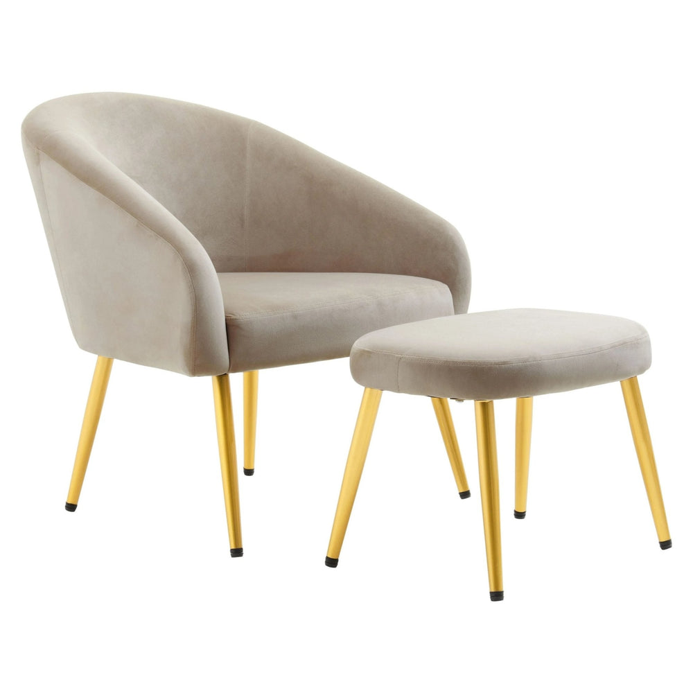 Yasmeen Mink Velvet Chair And Footstool - XShowhome Limited - Xshowhome