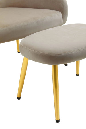 Yasmeen Mink Velvet Chair And Footstool - XShowhome Limited - Xshowhome