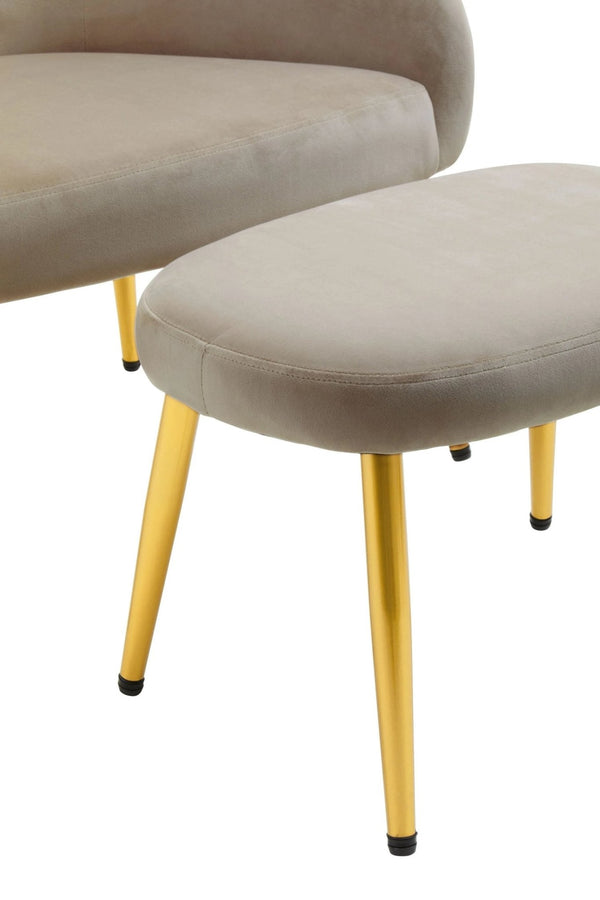 Yasmeen Mink Velvet Chair And Footstool - XShowhome Limited - Xshowhome