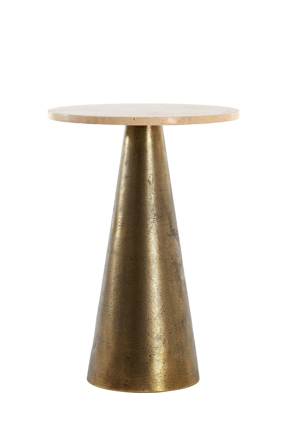 YNEZ Side Table — Travertine Sand & Antique Bronze - Canwell Interiors Limited - Light & Living