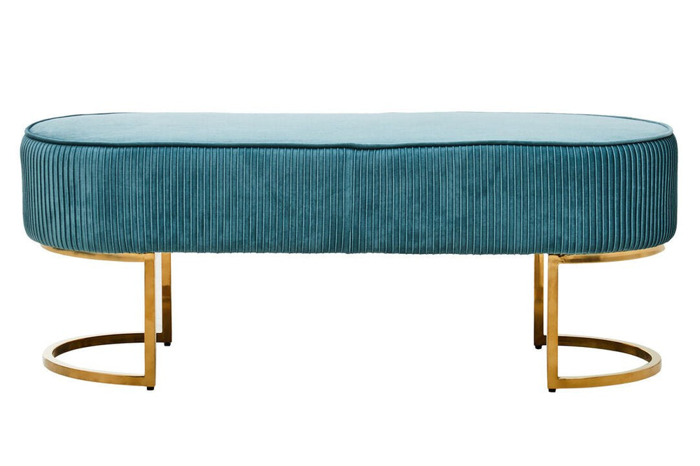 Zamora Green Velvet Ottoman Bench With Gold Finish Legs - Canwell Interiors Limited - Xshowhome