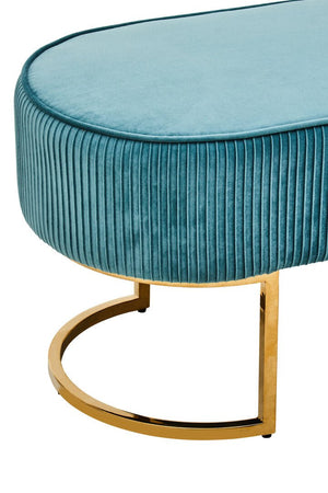 Zamora Green Velvet Ottoman Bench With Gold Finish Legs - Canwell Interiors Limited - Xshowhome