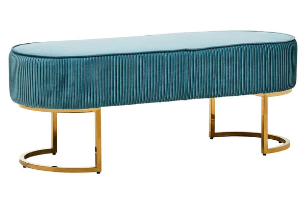 Zamora Green Velvet Ottoman Bench With Gold Finish Legs - Canwell Interiors Limited - Xshowhome