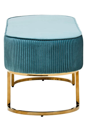 Zamora Green Velvet Ottoman Bench With Gold Finish Legs - XShowhome Limited - Xshowhome