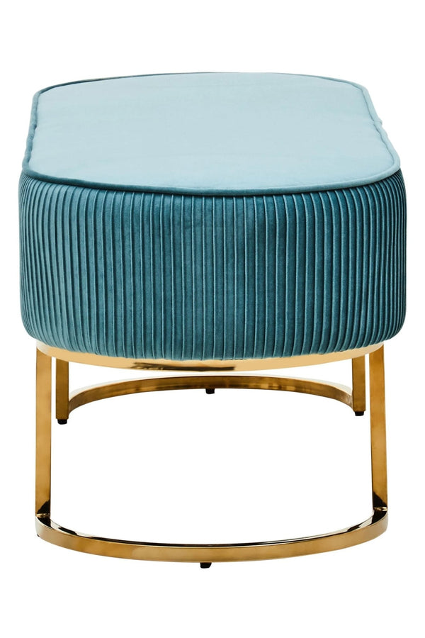 Zamora Green Velvet Ottoman Bench With Gold Finish Legs - XShowhome Limited - Xshowhome