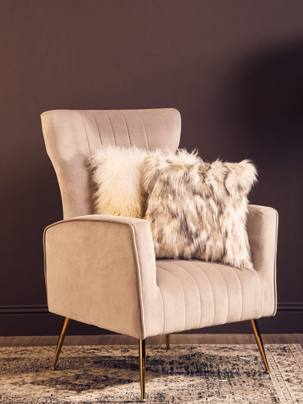 Zamora Mink Velvet Accent Chair With Gold Finish Legs - Canwell Interiors Limited - Xshowhome