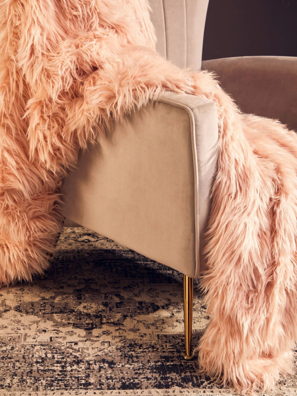 Zamora Mink Velvet Accent Chair With Gold Finish Legs - XShowhome Limited - Xshowhome