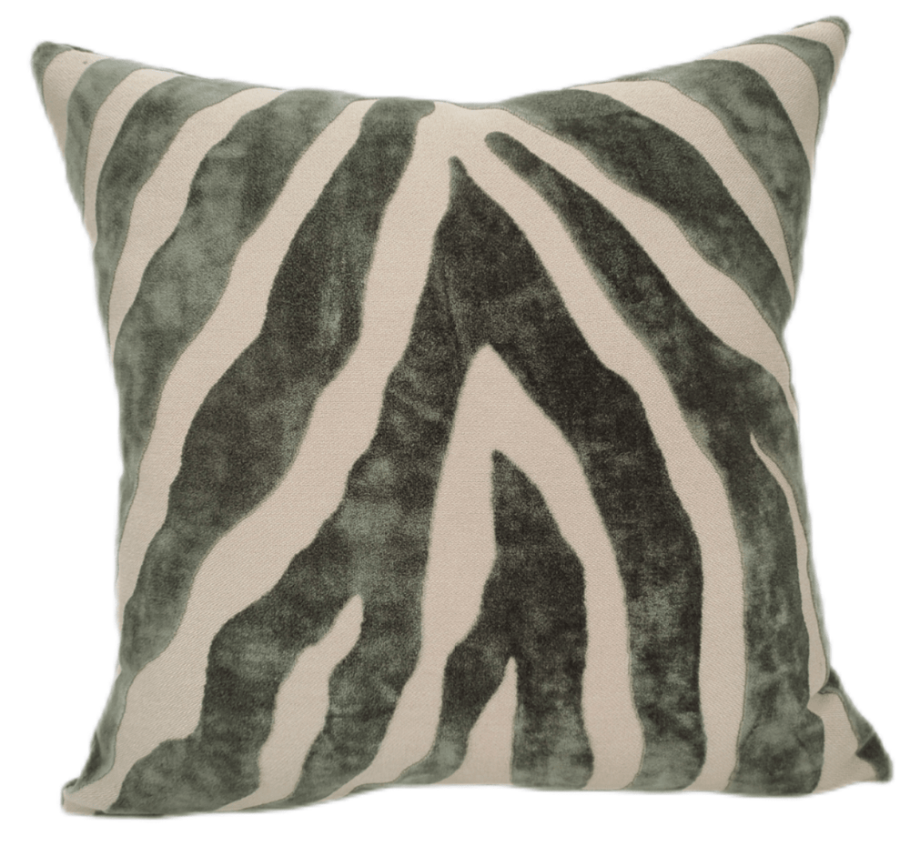 Zebra Cut Velvet Paul Moneypenny Sage 43x43 - Canwell Interiors Limited - Malini