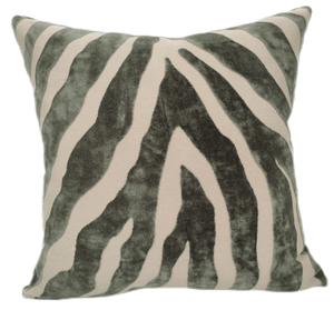 Zebra Cut Velvet Paul Moneypenny Sage 43x43 - Canwell Interiors Limited - Malini