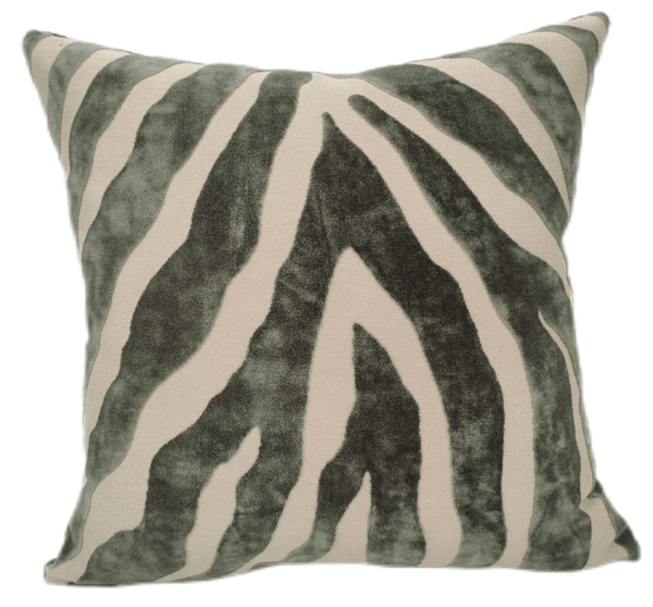 Zebra Cut Velvet Paul Moneypenny Sage 43x43 - Canwell Interiors Limited - Malini
