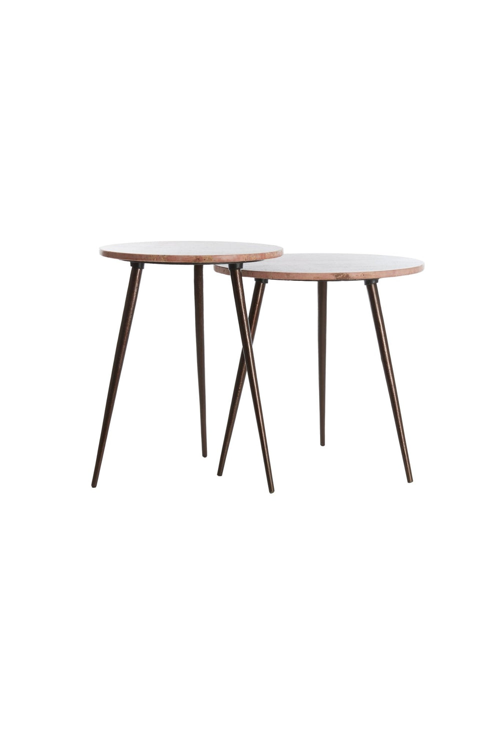 ZECA Side Table — Ø41x49 & Red Travertine & D Brown - Canwell Interiors Limited - Light & Living