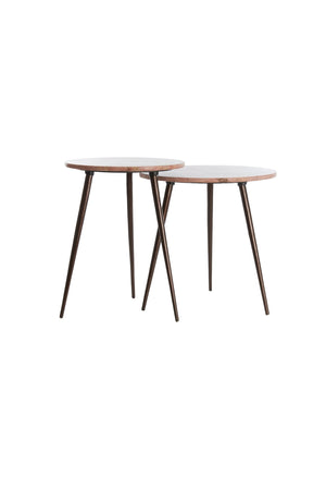 ZECA Side Table — Ø41x49 & Red Travertine & D Brown - Canwell Interiors Limited - Light & Living