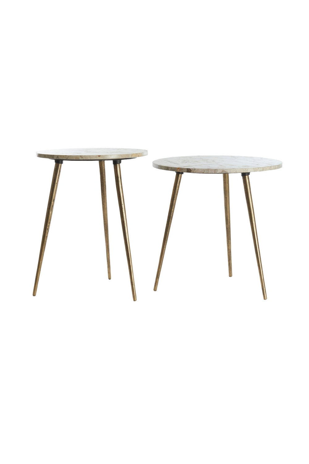 ZECA Side Table — Ø41x49 & Taupe Marmer & Antique Br - Canwell Interiors Limited - Light & Living