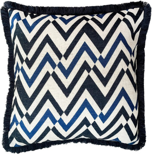 Zig Zag Emb with Fringe – Navy 45x45 - Canwell Interiors Limited - Malini